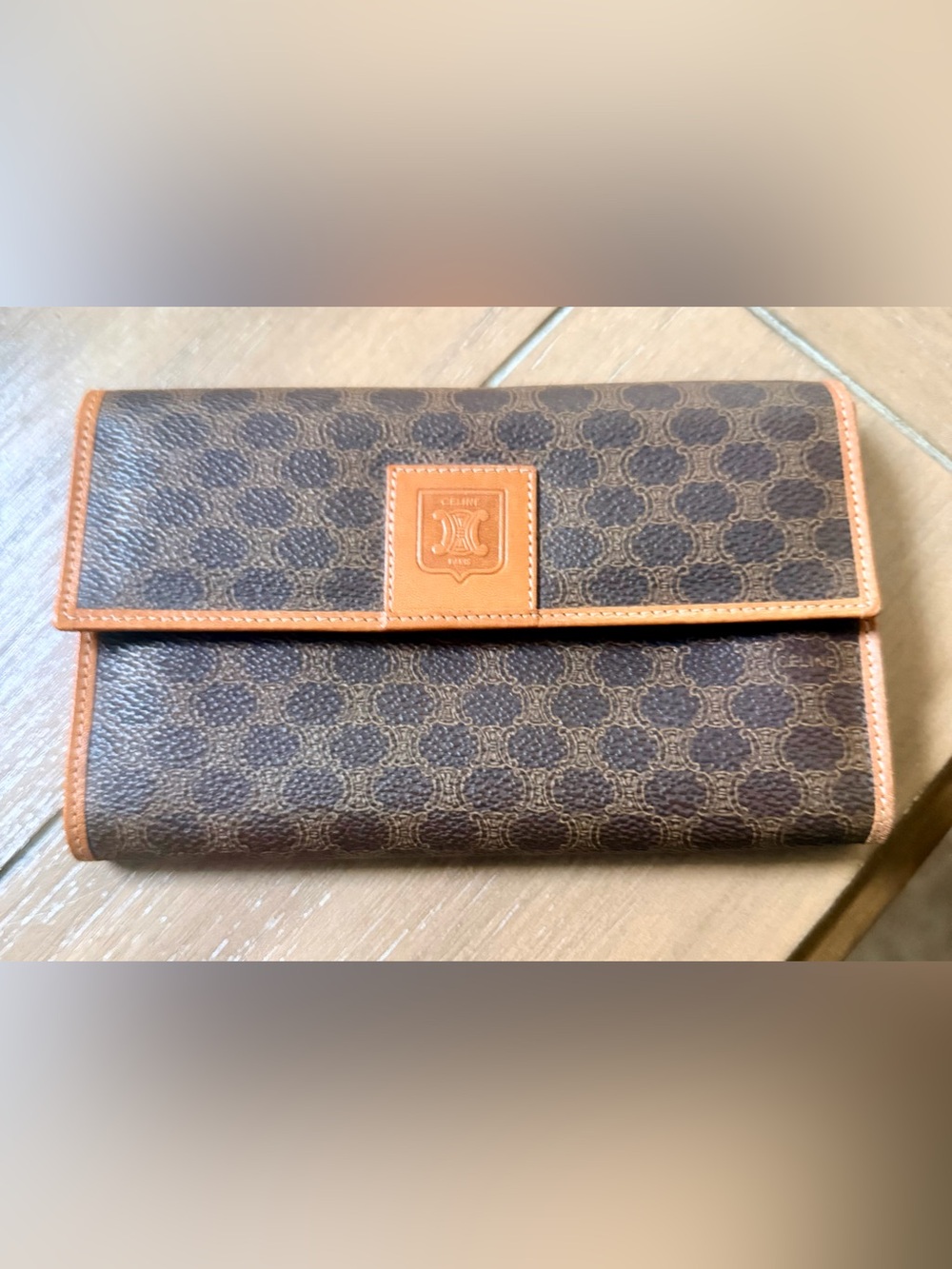 Celine Brown and Tan Signature Canvas Men's Wallet
